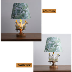 Aeyee Modern Parrot Shaped Table Lamp, Pastoral Night Light, Kids Bedside Lamp with Linen Shade for Bedroom Office Nightstand