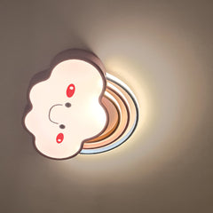 Aeyee Cloud Flush Mount Ceiling Light, Dimmable Kid's Bedroom Ceiling Light with Remote Control, Cartoon Rainbow LED Ceiling Lamp