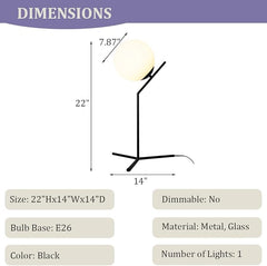Aeyee Modern Bedside Lamp, Cute Night Light with Globe Shade, Mid Century Glass Ball Table Lamp for Bedroom Nightstand