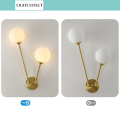 Aeyee Brass Wall Sconce, Modern Globe Wall Mounted Lamp, Glass Wall Light for Stairway Bedroom