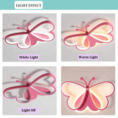 Aeyee Butterfly Flush Mount Ceiling Light, Dimmable Children's Bedroom Ceiling Light Fixture, 19.6'' Cartoon LED Ceiling Lamp