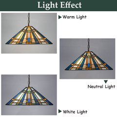 Aeyee Tiffany Style Pendant Light Fixture, Stained Glass Hanging Lamp, Mission Style Pendant Light, Vintage Glass Lighting with Handmade Lampshade for Kitchen Island Dining Room