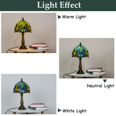 Aeyee Tiffany Style Table Lamp, Stained Glass Desk Lamp, Vintage Night Light, 8 Inch Reading Light with Handmade Lampshade for Small Bedside Table Bedroom Living Room