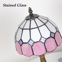 Aeyee Tiffany Style Table Lamp, Stained Glass Desk Lamp, Vintage Night Light, 8 Inch Reading Light with Handmade Lampshade for Small Bedside Table Bedroom Living Room