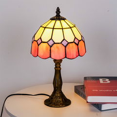 Aeyee Tiffany Style Table Lamp, Stained Glass Desk Lamp, Vintage Night Light, 8 Inch Reading Light with Handmade Lampshade for Small Bedside Table Bedroom Living Room