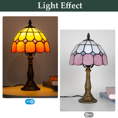 Aeyee Tiffany Style Table Lamp, Stained Glass Desk Lamp, Vintage Night Light, 8 Inch Reading Light with Handmade Lampshade for Small Bedside Table Bedroom Living Room