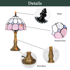 Aeyee Tiffany Style Table Lamp, Stained Glass Desk Lamp, Vintage Night Light, 8 Inch Reading Light with Handmade Lampshade for Small Bedside Table Bedroom Living Room