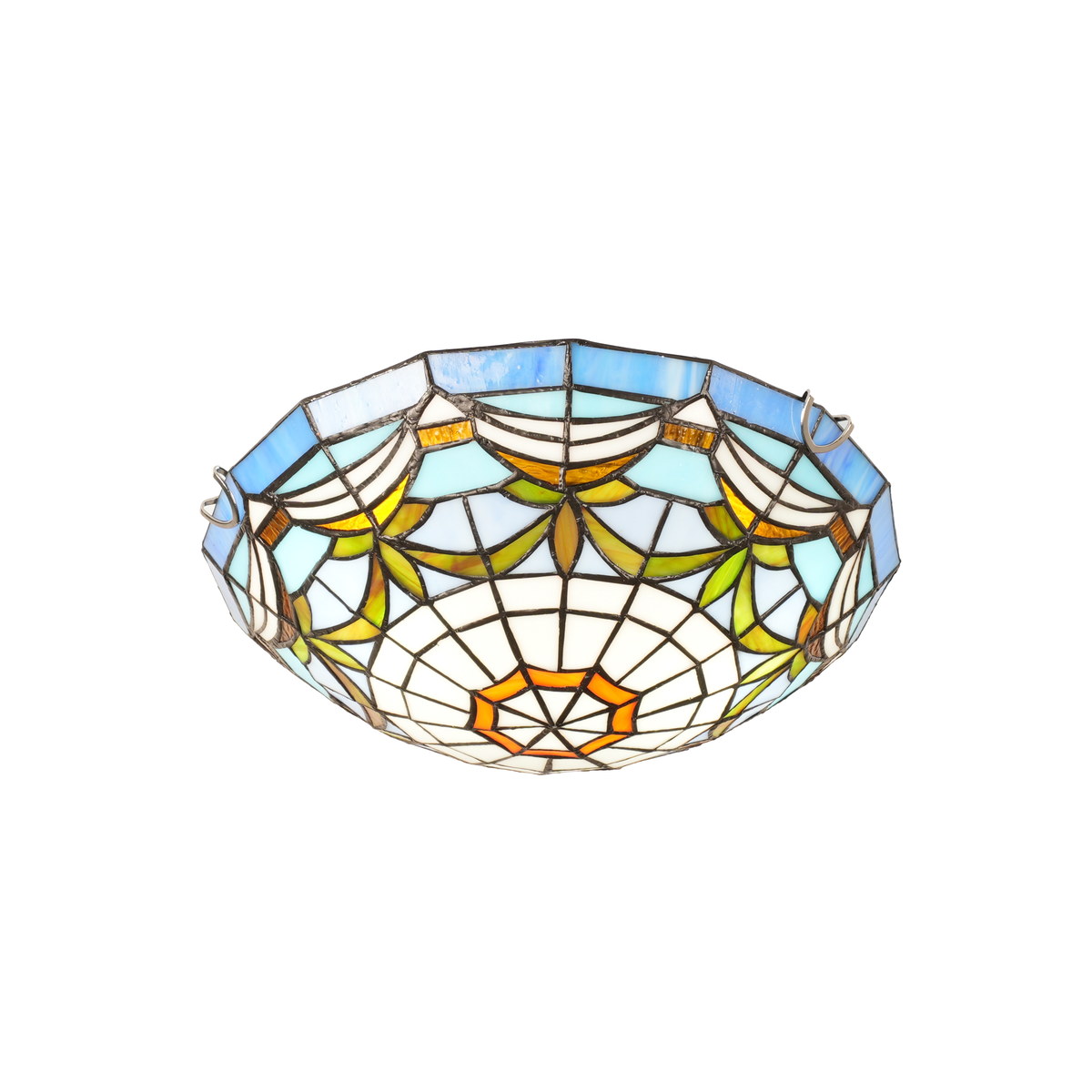 Aeyee Tiffany Style Ceiling Light Stained Glass Semi Flush Mount Ceiling Light Fixture Blue Close to Ceiling Light Elegant Flush Mount Lighting