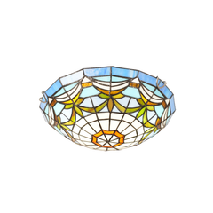Aeyee Tiffany Style Ceiling Light Stained Glass Semi Flush Mount Ceiling Light Fixture Blue Close to Ceiling Light Elegant Flush Mount Lighting