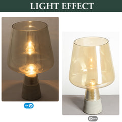 Aeyee Concrete Table Lamp, Glass Night Light, Industrial Nightstand Table Light, Modern Bedside Desk Lamp for Bedroom Living Room Home Office