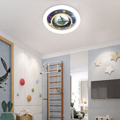 Aeyee Planet Ceiling Light Fixtures, Kids Room Space Ceiling Light with Clear Acrylic Shade, Modern LED Round Ceiling Lamp for Kid's Bedroom Nursery