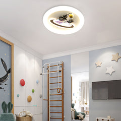 Aeyee Astronaut Ceiling Light Fixtures, Cool Kids Room Round Ceiling Light, Modern Motorcycle LED Ceiling Lamp for Kid's Bedroom Nursery