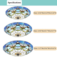 Aeyee Tiffany Ceiling Light, Antique Stained Glass Flush Mount Ceiling Light