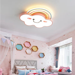 Aeyee Cloud Flush Mount Ceiling Light, Dimmable Kid's Bedroom Ceiling Light with Remote Control, Cartoon Rainbow LED Ceiling Lamp