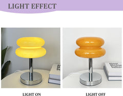 Aeyee Contemporary Glass Table Lamp, Cute Bedside Lamp, Girl's Elegant Night Light for Bedroom Nightstand