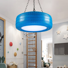 Aeyee Tire Shape Pendant Light Fixture, Vintage Hanging Light, Unique Round Ceiling Pendant Light