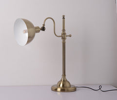 Aeyee Retro Table Lamp, Bedroom Reading Nightstand Round Shade Night Light, Arch Desk Lamp for Office Coffee Room Gold