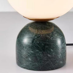 Aeyee Globe Bedside Lamp, Modern Cute Night Light with Glass Shade, Marble Base, Small Table Lamp for Bedroom