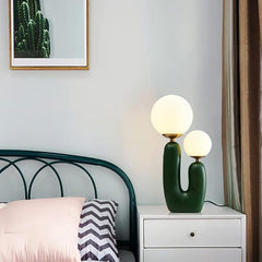 Aeyee Modern Bedside Lamp, Table Lamp with Glass Shade, Globe Night Light for Bedroom Reading Nightstand, Green