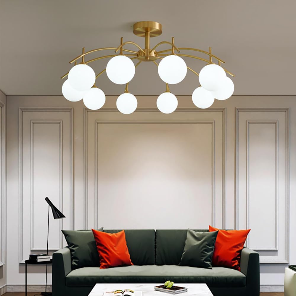 BOKT Modern Gold LED Sputnik Chandelier Mid Century Brushed Brass 24 Lights Round Chandelier Pendant Light Kitchen Island Vintage Industrial Flush Mount Ceiling Light Fixture BOKT Modern Gold LED Sputnik Chandelier Mid Century Brushed Brass 24 Lights Round Chandelier Pendant Light Kitchen Island Vintage Industrial Flush Mount Ceiling Light Fixture