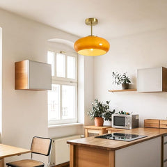 Aeyee Semi Flush Mount Ceiling Light, Hallway Ceiling lamp with Glass Shade, Vintage Hanging Light Fixtures, Orange Finish
