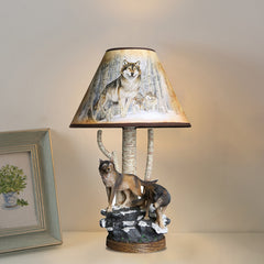 Aeyee Wolf Table Lamp, Rustic Bedside Lamp with Resin Base, Retro Night Light, Accent Lamp for Bedroom Reading Nightstand