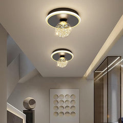 Aeyee Minimalist Globe Ceiling Light, LED Hallway Ceiling lamp with Glass Shade, Dimmable Round Lighting in Black