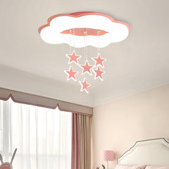 Aeyee Cloud Ceiling Light Fixtures, Kids Room Star Ceiling Light, Modern LED Ceiling Lamp for Girls Bedroom Nursery Pink Finish