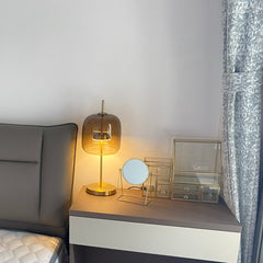 Aeyee Modern Glass Table Lamp, Dimmable Bedside Lamp, Elegant Night Light, Mid Century Desk Lamp for Bedroom Nightstand