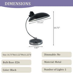 Aeyee Adjustable Arc Table Lamp Modern Reading Lamp Elegant Bedside Lamp Dome Nightstand Lamp Creative Metal Desk Lamp for Study Room Bedroom