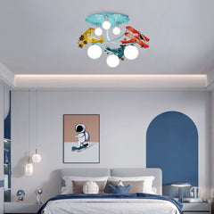 Aeyee Blue Airplane Ceiling Light Fixtures, Modern Boy Bedroom Ceiling Lamp, Modern Glass Globe Flush Mount Ceiling Light for Kids Room Nursery
