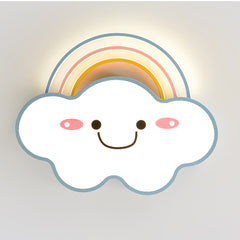 Aeyee Cloud Flush Mount Ceiling Light, Dimmable Kid's Bedroom Ceiling Light with Remote Control, Cartoon Rainbow LED Ceiling Lamp