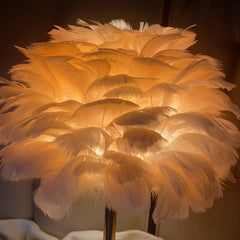 Aeyee Feather Bedside Lamp, Modern LED Night Light with Ceramic Base, Elegant Table Lamp for Bedroom
