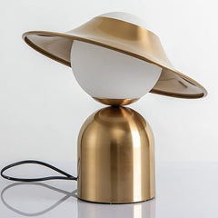 Aeyee Hat Shaped Bedside Lamp, Metal Base Table Lamp with Glass Shade, Cartoon Globe Night Light for Bedroom Reading Nightstand