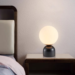 Aeyee Globe Bedside Lamp, Modern Cute Night Light with Glass Shade, Marble Base, Small Table Lamp for Bedroom