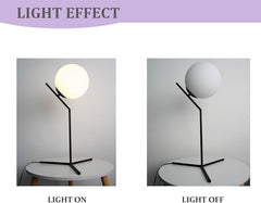 Aeyee Modern Bedside Lamp, Cute Night Light with Globe Shade, Mid Century Glass Ball Table Lamp for Bedroom Nightstand