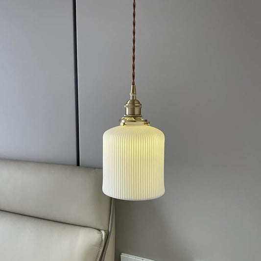 Aeyee Ceramic Pendant Light, Modern Hanging Lamp for Kitchen Island,Dinning Room,Bedroom White Finish