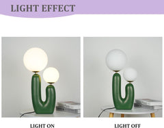 Aeyee Modern Bedside Lamp, Table Lamp with Glass Shade, Globe Night Light for Bedroom Reading Nightstand, Green