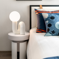 Aeyee Modern Globe Glass Table Lamp, Decorative Art Decor Night Light, Cute Bedside Desk Lamp for Bedroom Living Room Office
