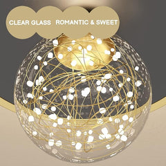 Aeyee Minimalist Globe Ceiling Light, LED Hallway Ceiling lamp with Glass Shade, Dimmable Round Lighting in Black