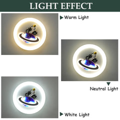Aeyee Astronaut Ceiling Light Fixtures, Cool Kids Room Round Ceiling Light, Modern Motorcycle LED Ceiling Lamp for Kid's Bedroom Nursery
