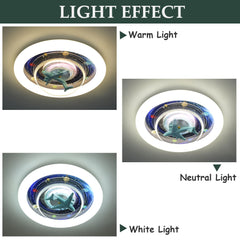 Aeyee Planet Ceiling Light Fixtures, Kids Room Space Ceiling Light with Clear Acrylic Shade, Modern LED Round Ceiling Lamp for Kid's Bedroom Nursery