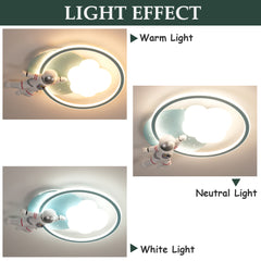 Aeyee Astronaut Ceiling Light Fixtures, Kids Bedroom Ceiling Light, Modern LED Ceiling Lamp for Boys Girls Bedroom Nursery Blue Finish