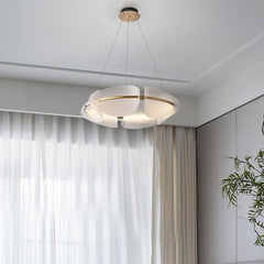 Aeyee Round Pendant Light Fixture, 3000K Acrylic Chandeliers, Minimalist Flower Petal Shape Hanging Light