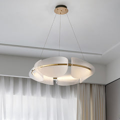 Aeyee Round Pendant Light Fixture, 3000K Acrylic Chandeliers, Minimalist Flower Petal Shape Hanging Light