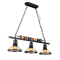 Aeyee Pool Table Light Fixture, Classy Ball Design Billiard Pendant Light, 3 Lights Game Room Lighting Black Finish