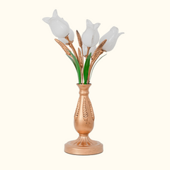 Aeyee Classic Style Table Lamp with Flower Glass Shade, Elegant Flower Night Light, Art Deco Accent Table Lamp for Bedroom Living Room