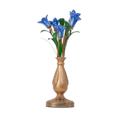 Aeyee Classic Style Table Lamp with Flower Glass Shade, Elegant Flower Night Light, Art Deco Accent Table Lamp for Bedroom Living Room