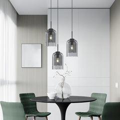 Aeyee Modern Glass Pendant Light Fixture, Double Glass Hanging Light, Adjustable Ceiling Pendant Light for Bedroom Kitchen Island