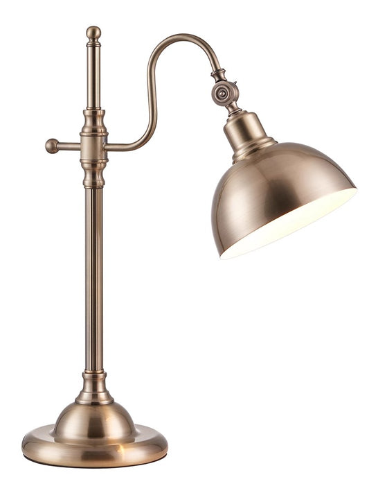 Aeyee Retro Table Lamp, Bedroom Reading Nightstand Round Shade Night Light, Arch Desk Lamp for Office Coffee Room Gold